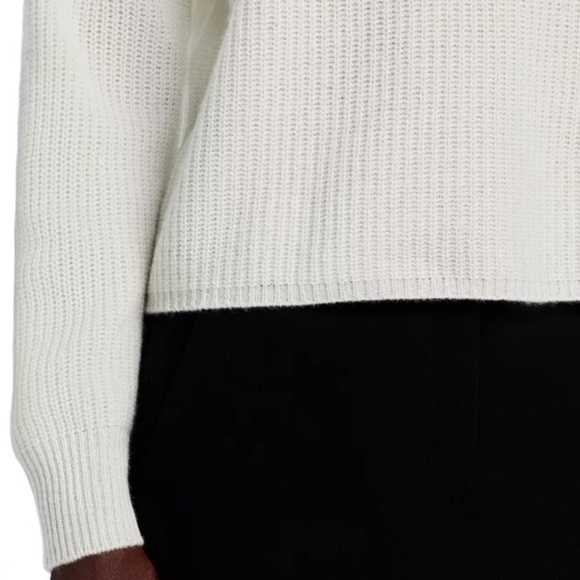 Luxurious 100% Cashmere Shaker Stitch Drop Shoulder Sweater By Aqua in Ivory - Picture 5 of 7